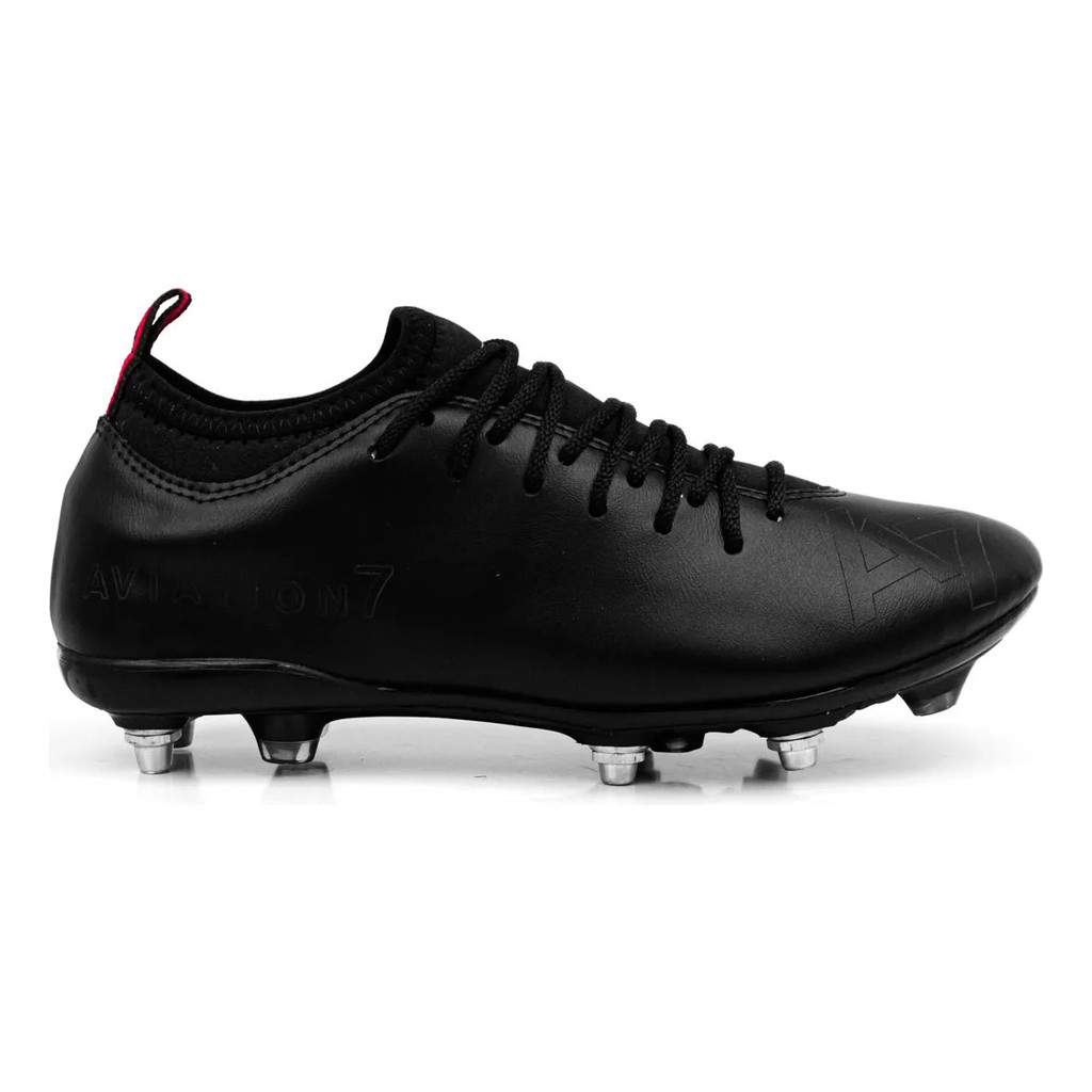 Chuteira Campo A7 Trava Mista Metal Alumínio Profissional All Black Preta Reforçada Futebol Elite A7