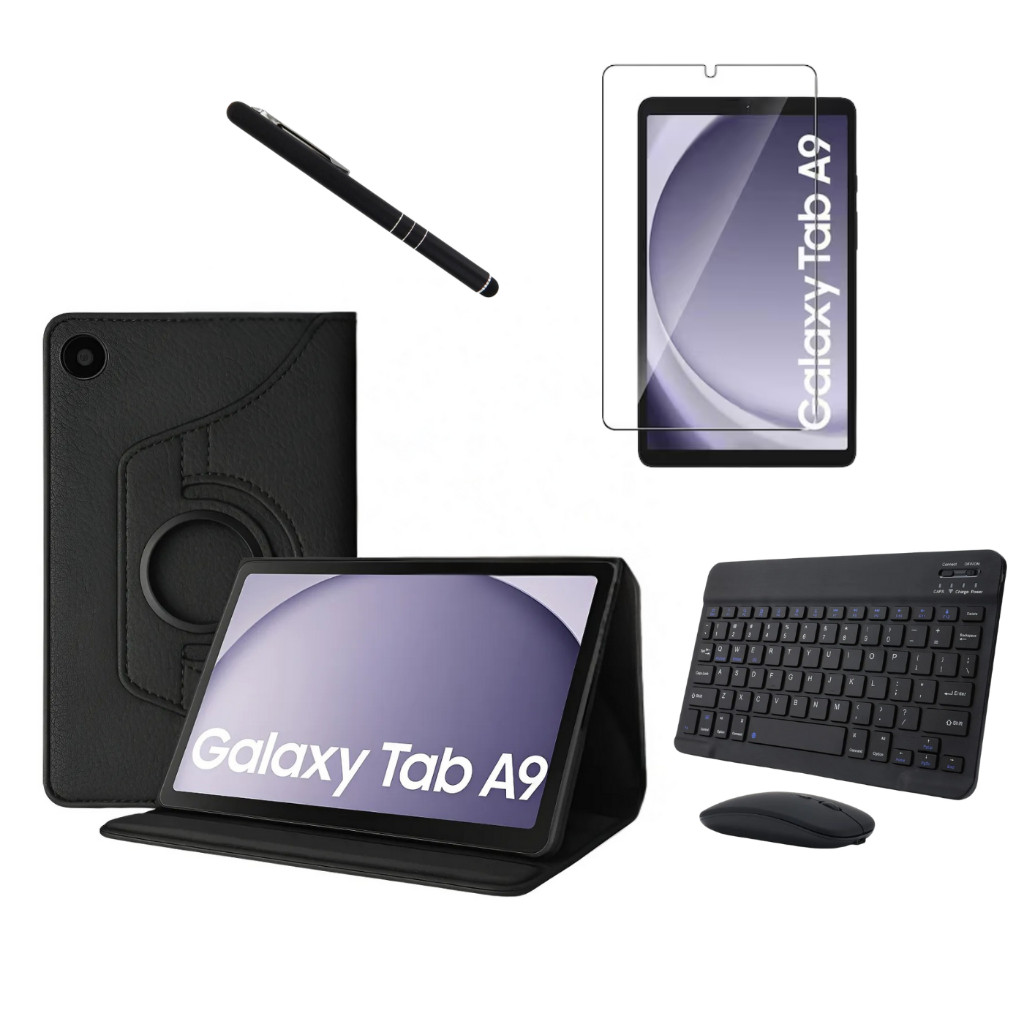 Kit Completo Capa Giratória Teclado Mouse Película Caneta Para Galaxy Tab A9 8.7