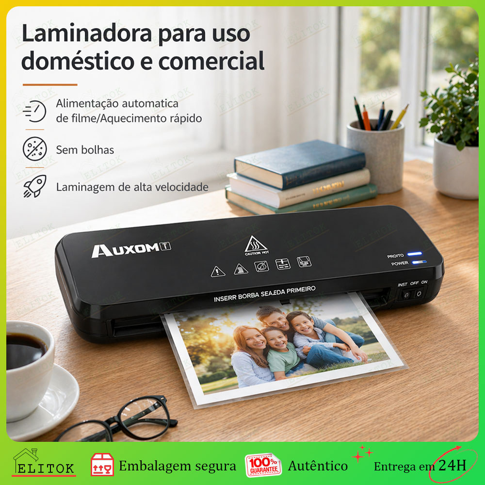 Plastificadora Refiladora Documentos  A4 A5 A6 3 em 1 Documentos Fotos  Branco/Preto