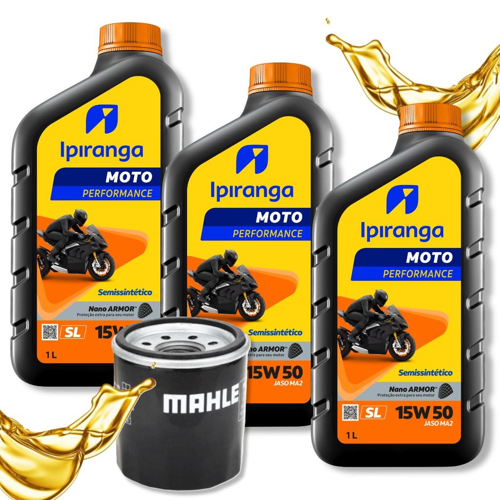 Troca de Óleo P/ Suzuki Inazuma 250 / Gladius 650 / Vstrom 650 / Gsx-r Srad 750 Ipiranga 15w50 + Filtro