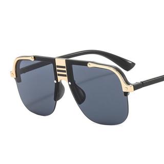 Óculos de sol sem armação, formato quadrado, para mulher e homem, tamanho grande, proteção UV400, estilo retro, lentes p