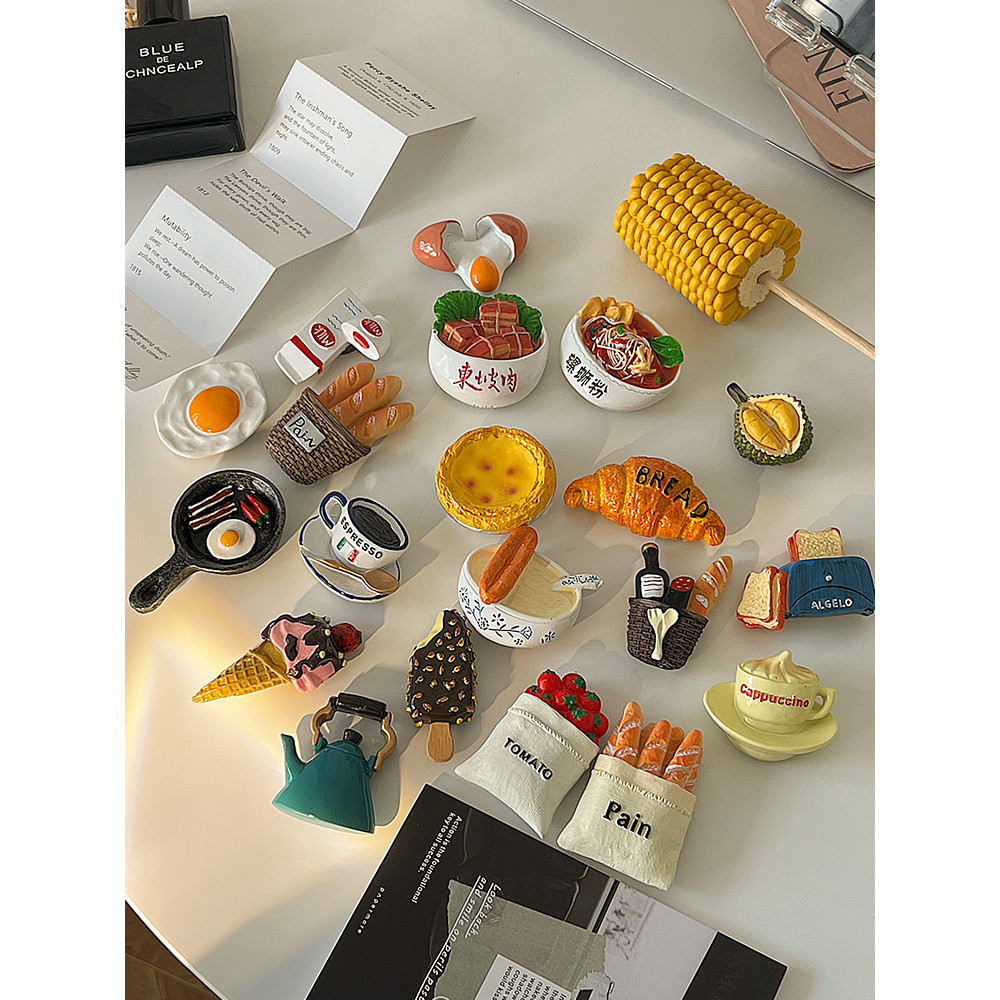 3D simulação tridimensional comida geladeira adesivos magnéticos único criativo bonito resina de alto valor Magne