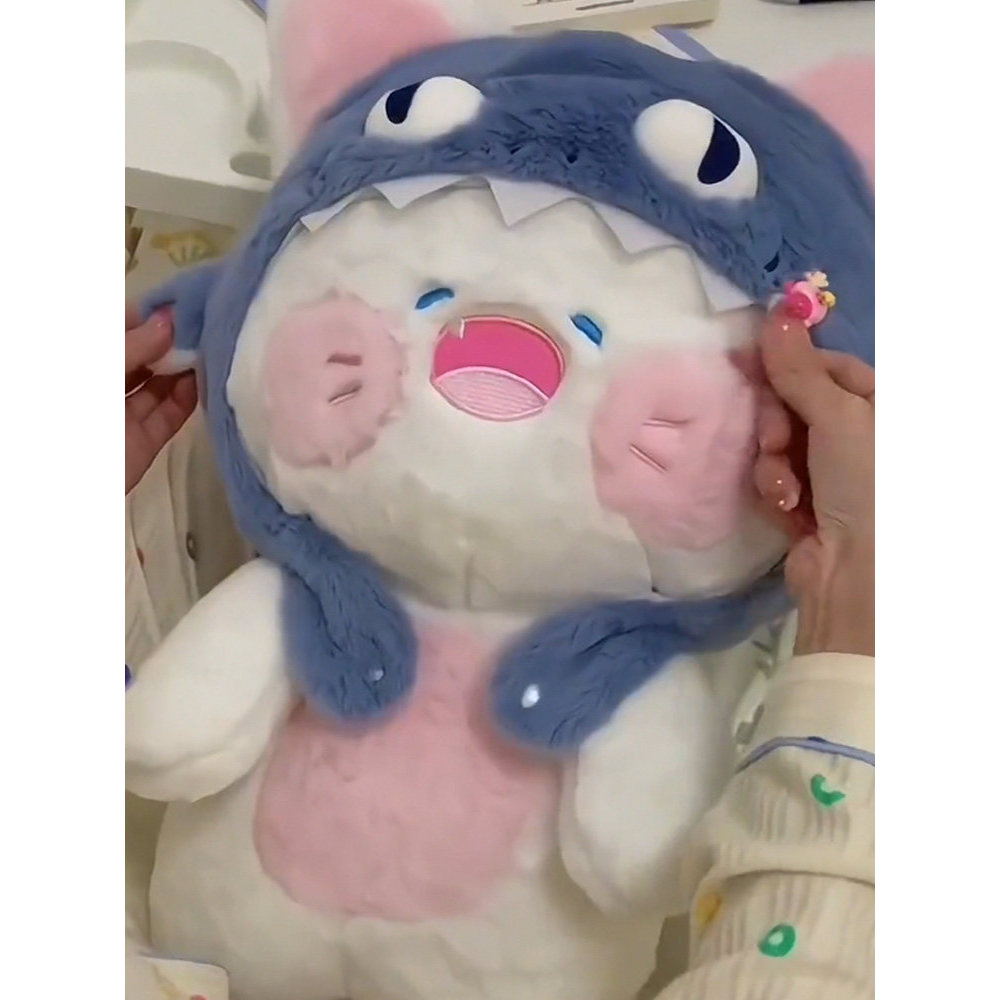 Tubarão gato boneca brinquedo de pelúcia menina tubarão abelha gato boneca Ragdoll dormir travesseiro menina presente an