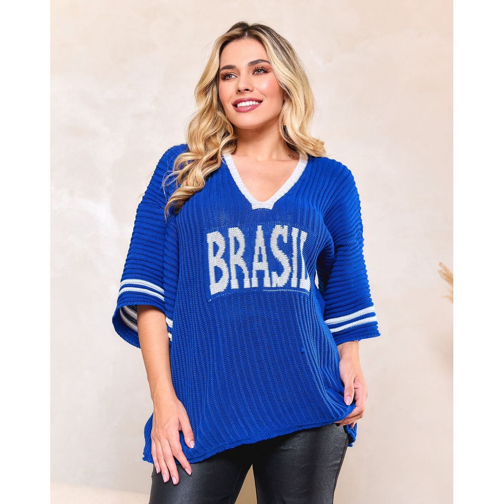 Camiseta Brasil Feminina Copa do Mundo Tricot Canelado Copa do Mundo Verão