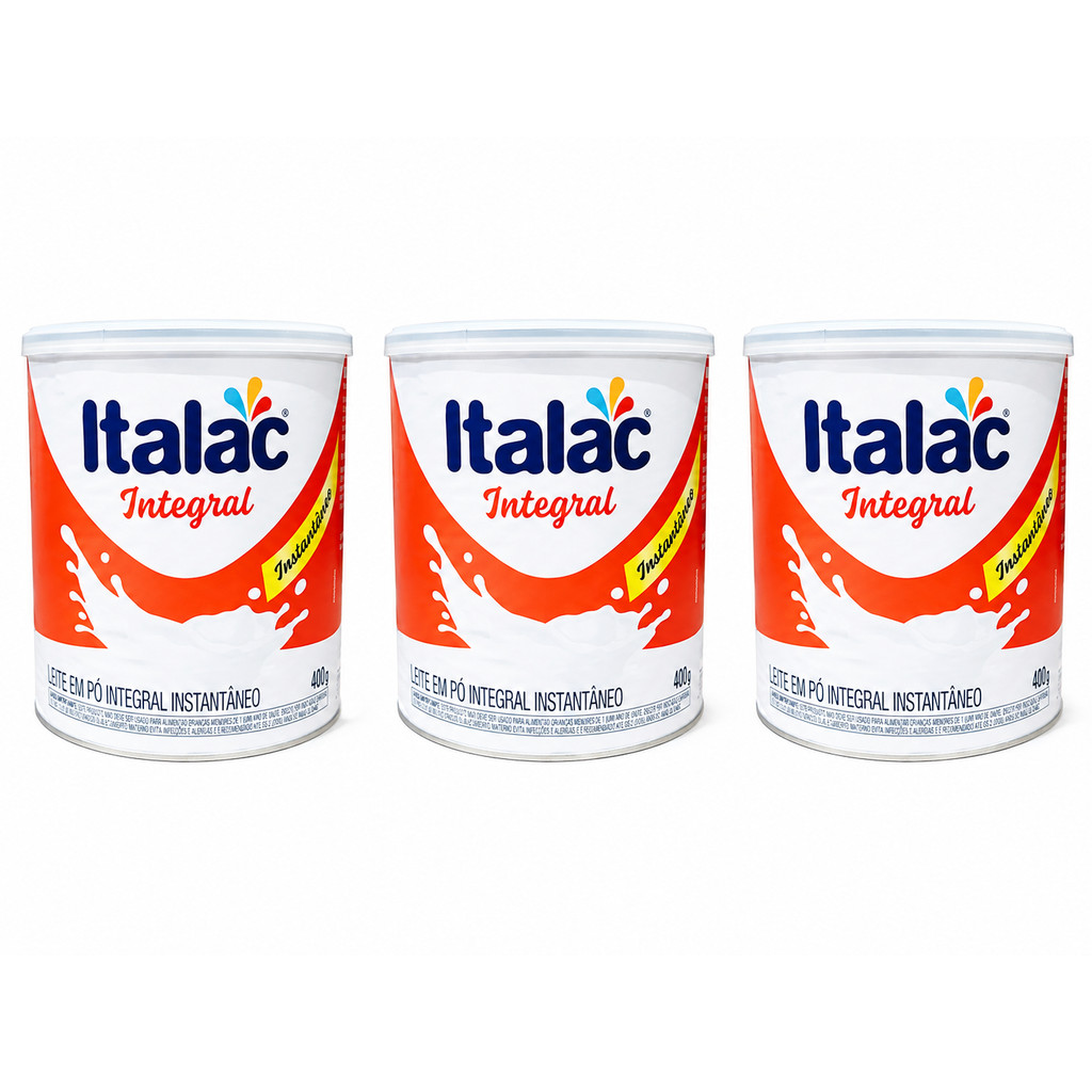 KIT 3 Leite Em Pó Integral Instantâneo Italac 400g