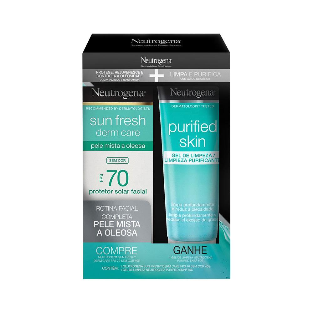 NEUTROGENA SUN FRESH DERM CARE PROTETOR SOLAR 40G FPS70+60G GEL DE LIMPEZA ESPECIAL