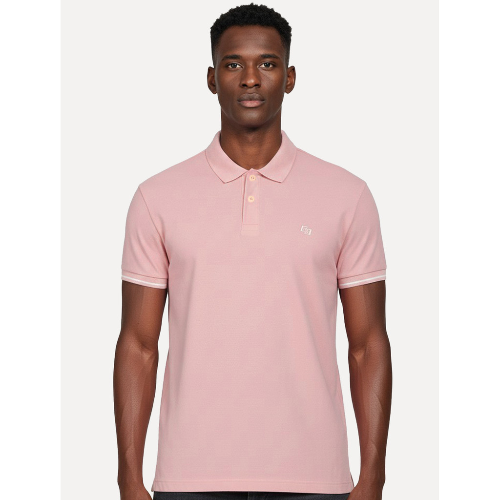 Polo Colcci Masculina Piquet Logo Bordado Original Rosa Claro