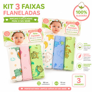 Faixa Umbilical para bebê com 3 unidades 100% Algodão flanelado (faixa de umbigo) Parapip…