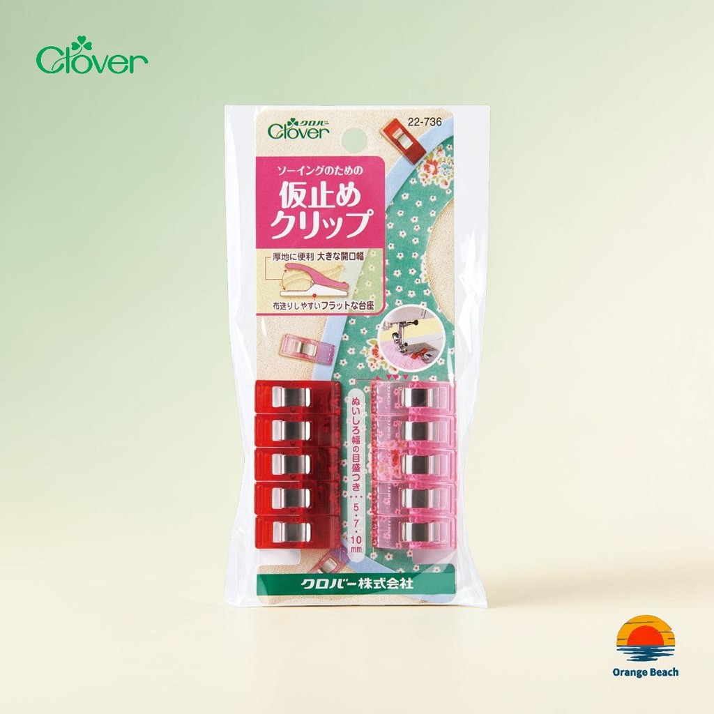Clover Prendedor Costura Sem Alfinete/22-736 Padrao 10un&22-737 Longo 8un/Policarbonato/Japao