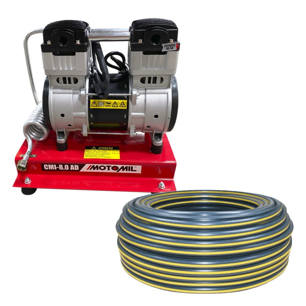 Compressor para Poço Arteasiano de 100 Metros 220V Isento de Oleo + 100 Metros de Tubo