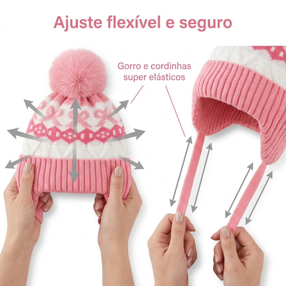 Gorro Infantil para Bebês e Crianças de 1 a 6 anos - Com Pompom e Forro Quente para Inverno