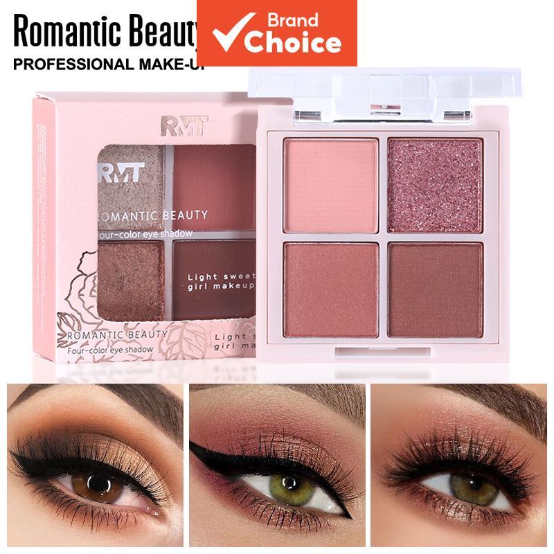 Paleta de Sombras Romantic Beauty 4 Cores, Olhos de Alto Pigmento Fosco e Brilhante, Paleta de Maquiagem à Prova d'Água