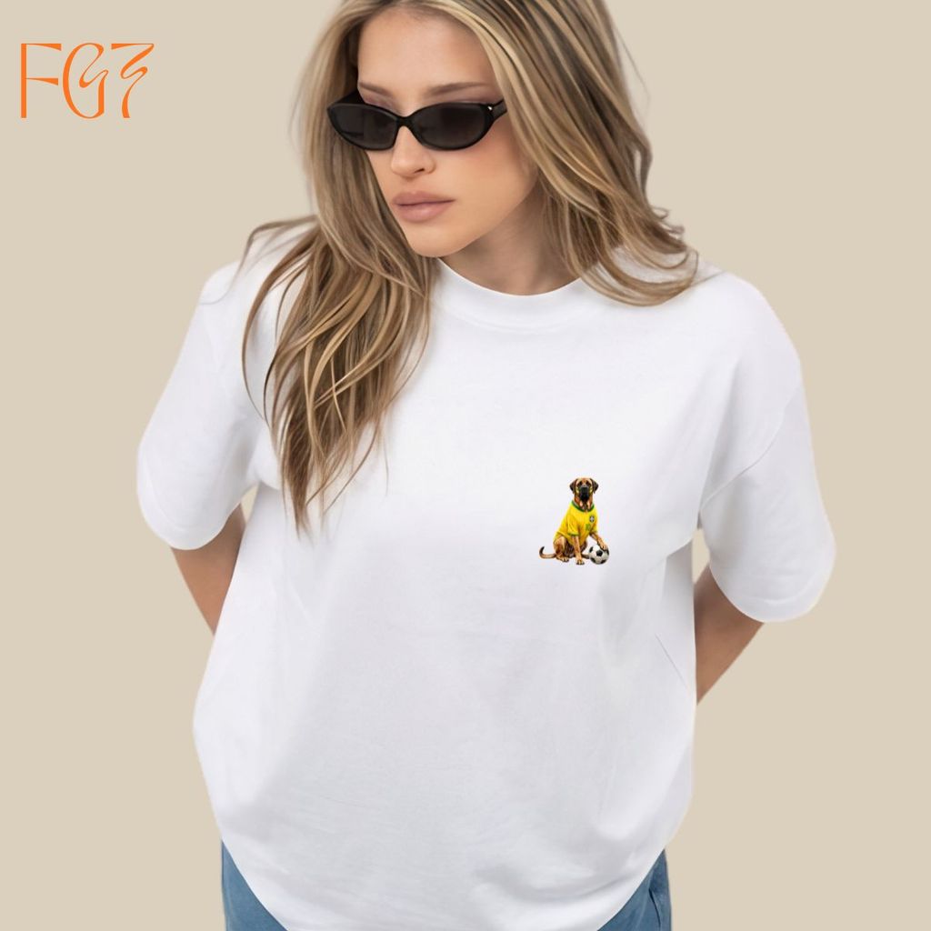Camiseta Brasil Uniforme Pet Jogador Futebol Copa do mundo Camisa Unissex 100% Algodão Oversized