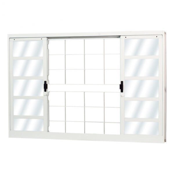 Janela de Aço de Correr 120x200cm 4 Folhas com Grade Minas Sul Mgm 120cm x 200cm