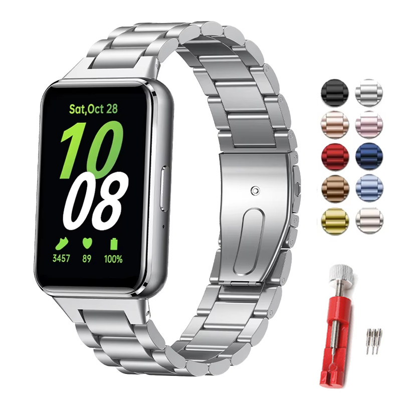 Pulseira De Aço Inoxidável Para Samsung Galaxy Fit 3 Sm-R390 Strap Metal Relógio Smartwatch Acessórios