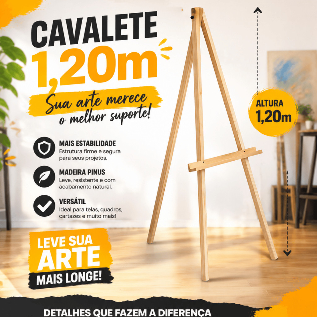 Cavalete De Madeira 1,20m Para Casamento Eventos Placas Quadros Tela Pintura