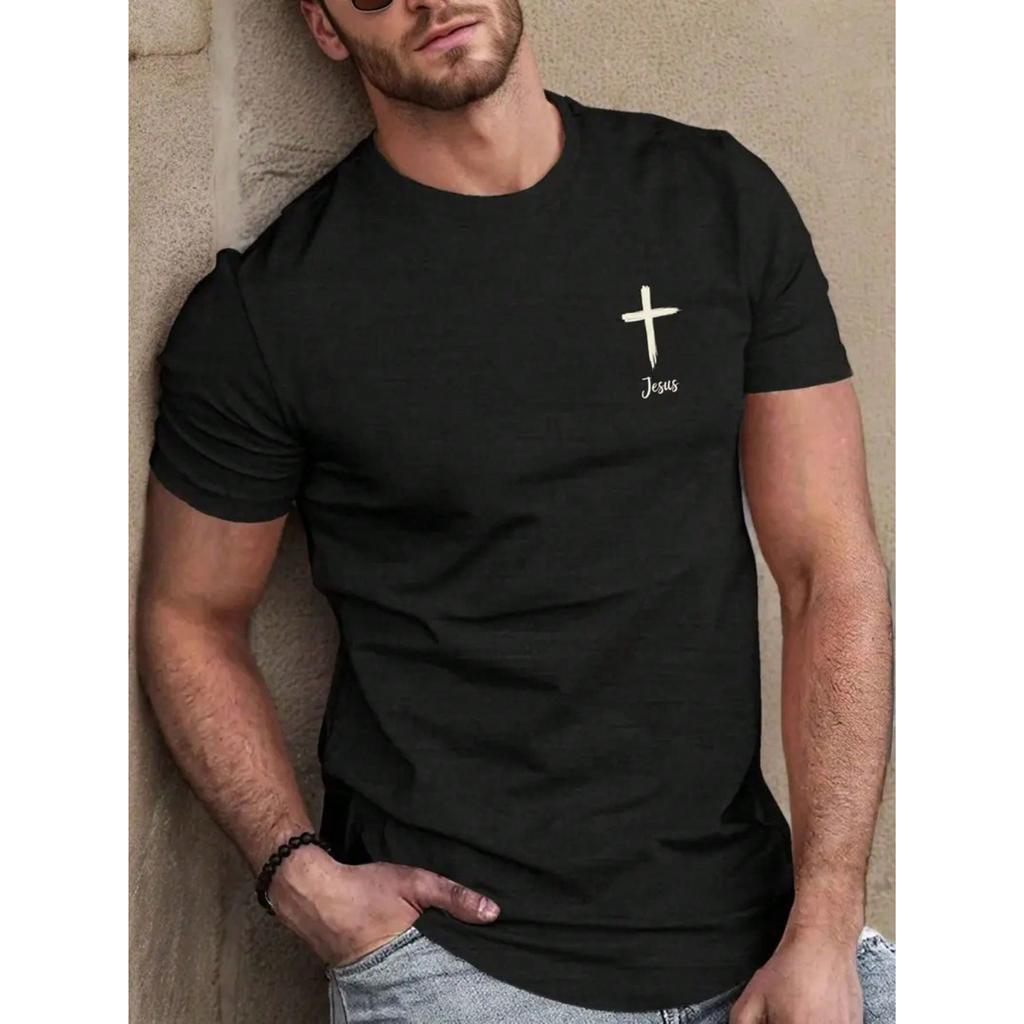 Camiseta Streetwear Masculina 100% Algodão Estampada Jesus Cruz Minimalista Camisa Unissex Premium NOVIDADE