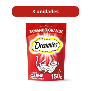 Petisco Dreamies Carne Tentadora Gatos Adultos 150g - 3 Unid.