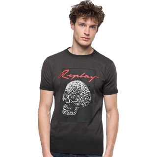 Camiseta Replay Masculina Helmet Skull Grafite em Oferta na Shopee