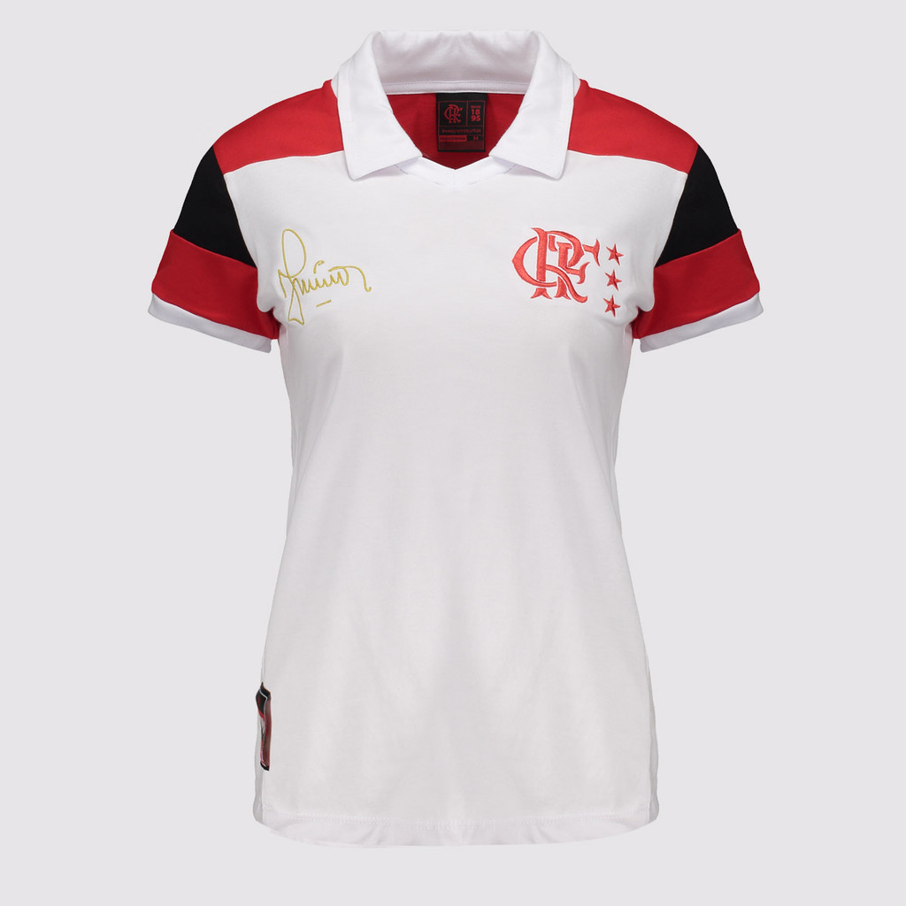 Polo Flamengo Júnior 92 Feminina Branca e Vermelha