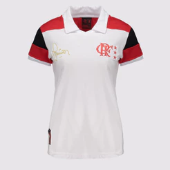Polo Flamengo Júnior 92 Feminina Branca e Vermelha
