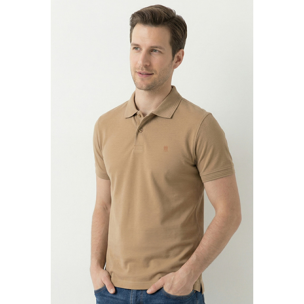 Polo Piquet Lisa Premium Polo Wear Bege Médio