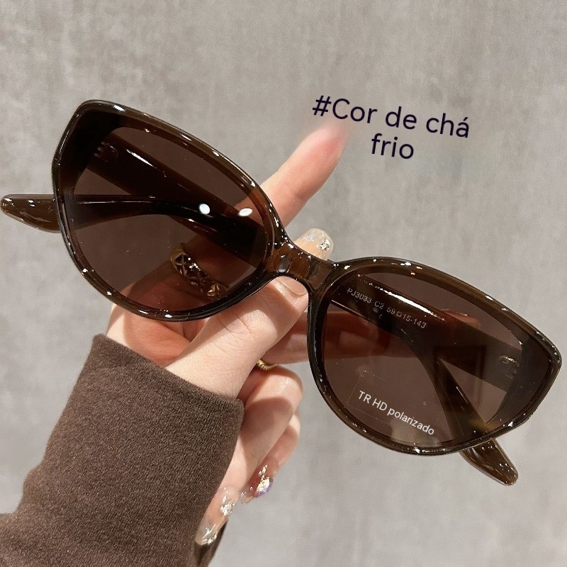 Óculos De Sol Femininos Coreanos TR Fashion Cat Eye HD Polarizados UV400