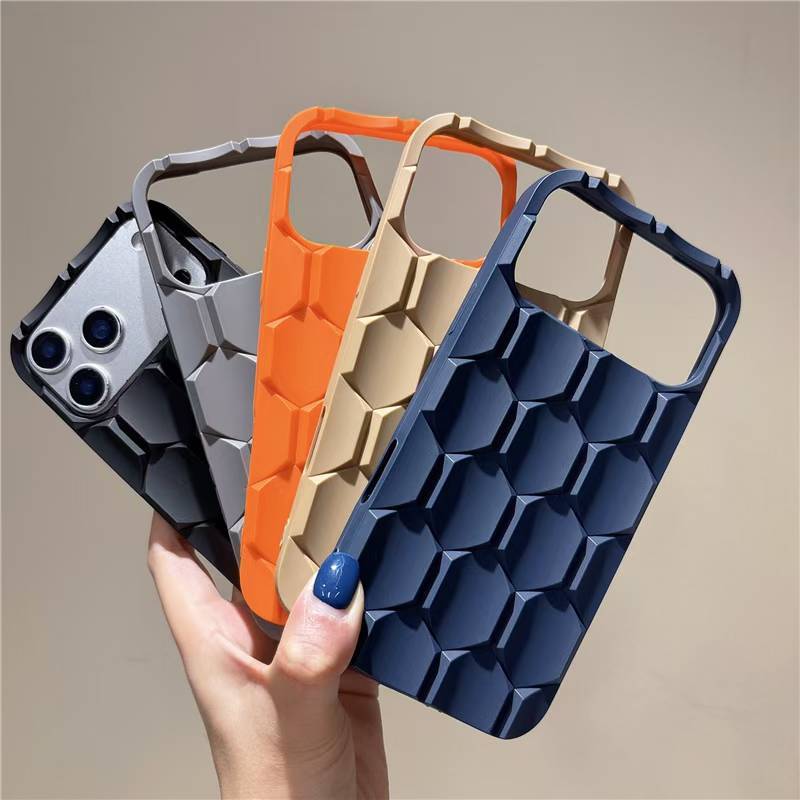 Capa De Telefone À Prova De Choque Texturizada Em Favo De Mel Para iPhone 12-17 , Protetora Antiderrapante