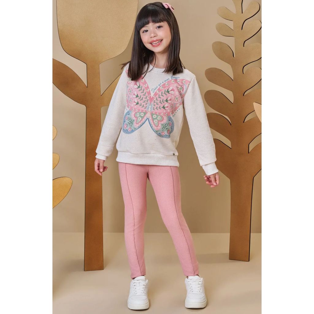 Conjunto Menina Blusa em Moletom e Legging Molecotton Infanti