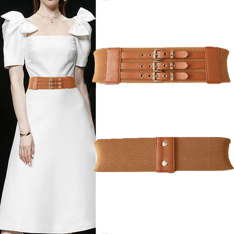 Terno cinto feminino cinto largo exterior cintura estreita Retro moda All-Match vestido decorativo cinto largo