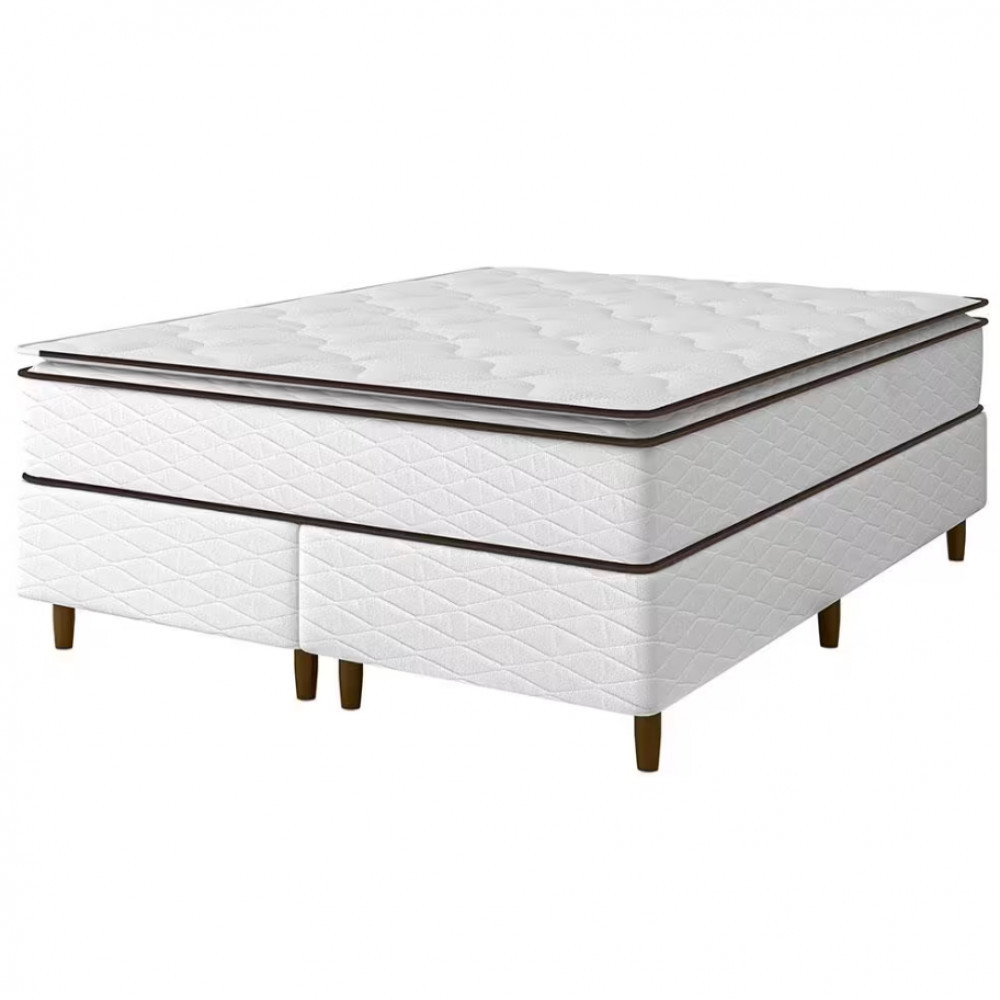 Cama Box Queen Size New Itália com Molas Ensacadas e Pillow Top D26 63x158x198cm Umaflex