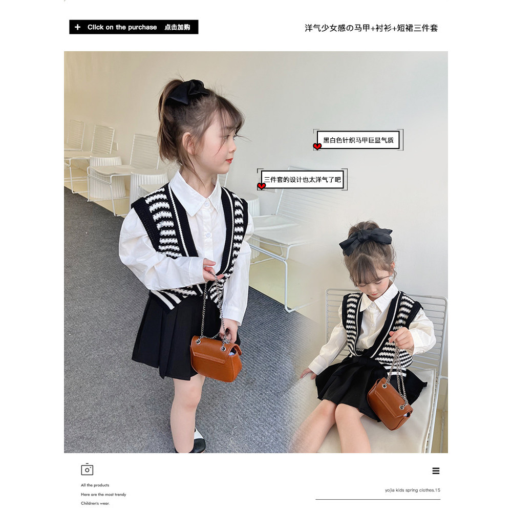 Yojia roupas infantis roupas para meninas ternos da moda roupas infantis de outono 2024 novo estilo estilo estilo corean