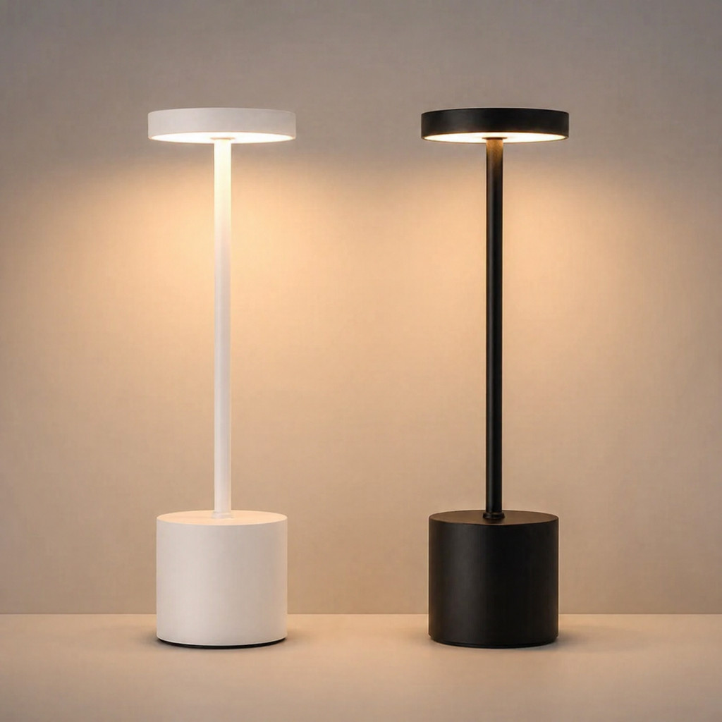 Luminária De Mesa LED Touch Recarregável USB Sem Fio Luz Ajustável Branco Preto Doméstico Design Moderno Decorativo Top