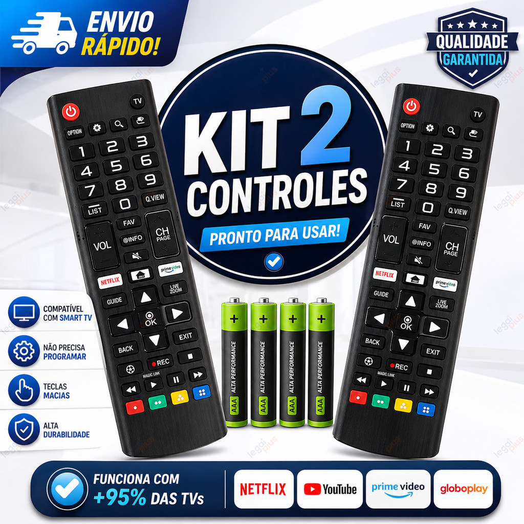 Controle compatível com TVs LG 24 32 40 43 50 55 65 polegadas Smart 4K LED LCD