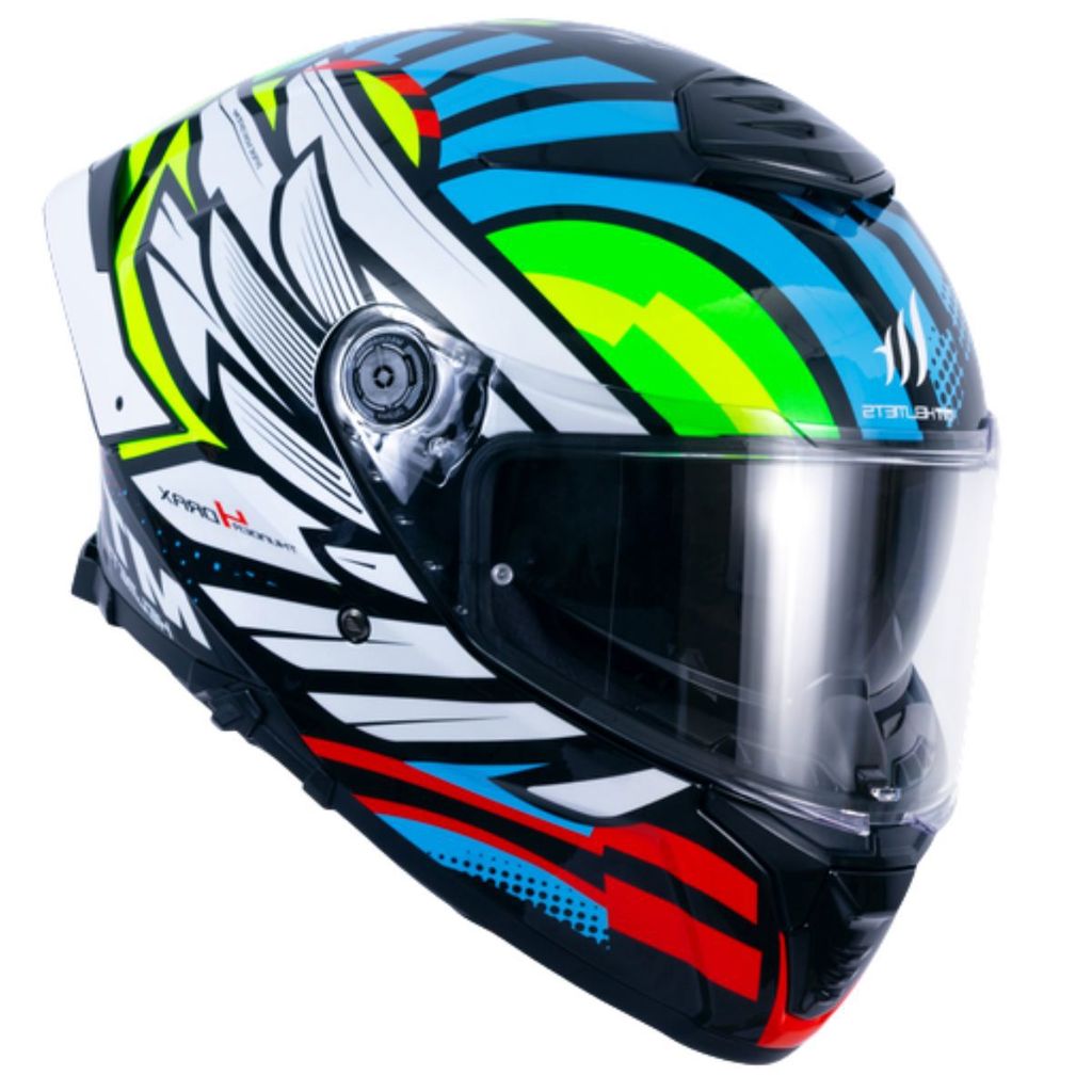 Capacete Mt Thunder 4 Sv Drax B7 Branco E Azul Brilhante Óculos Interno