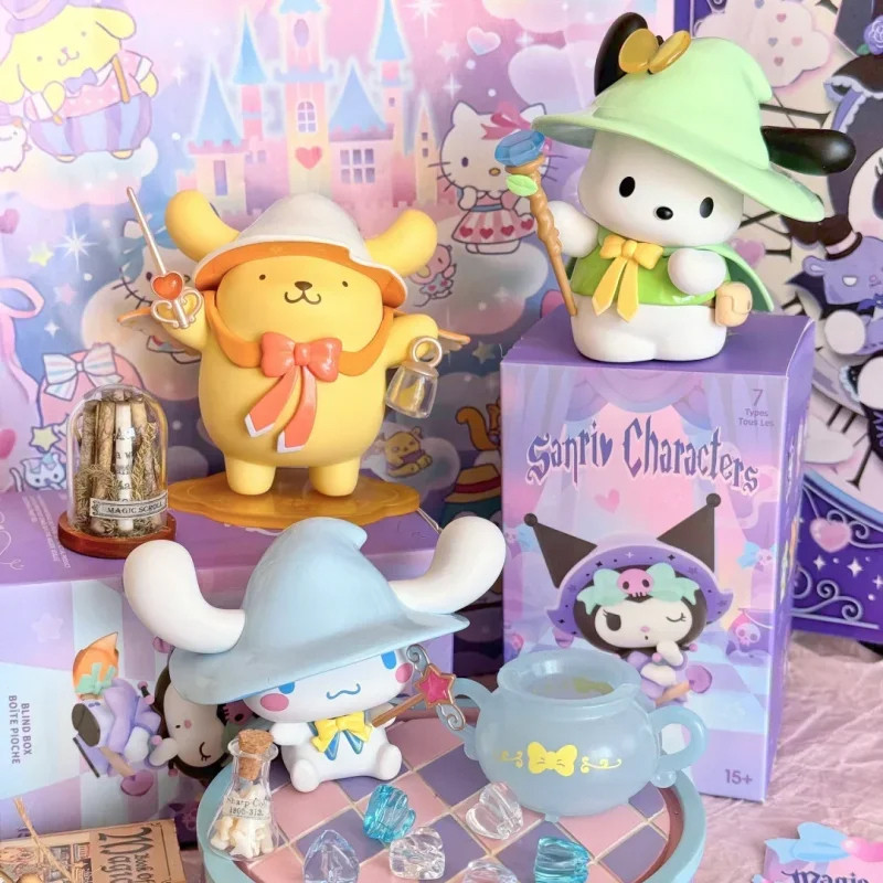 Sanrio Magic Story Series Action Figure Cute Kuromi Cinnamoroll Melody Doll Aniversário Infantil Decoração De Mesa Pocha