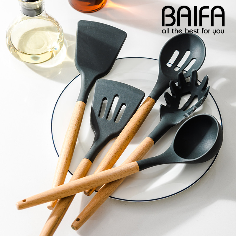 Panela antiaderente para cozinha doméstica, espátula de Silicone resistente a altas temperaturas, conjunto de utensílios
