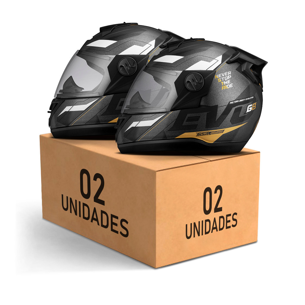 Kit 2 Capacetes De Moto Pro Tork Evolution G8 Evo Preto Mais Variações