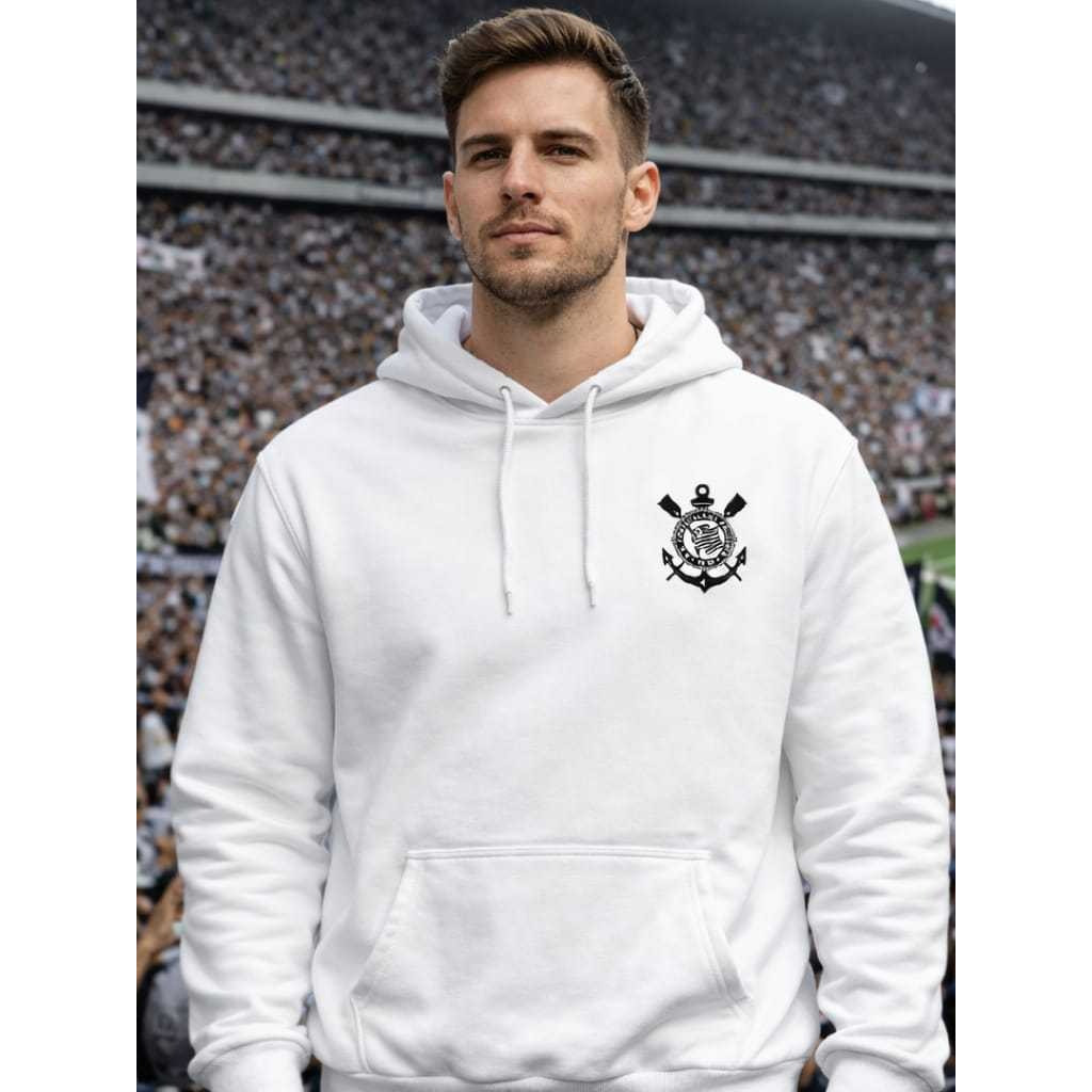 Moletom Masculino Corinthians Time Canguru Agasalho Futebol Com Capuz Blusa De Frio Timão