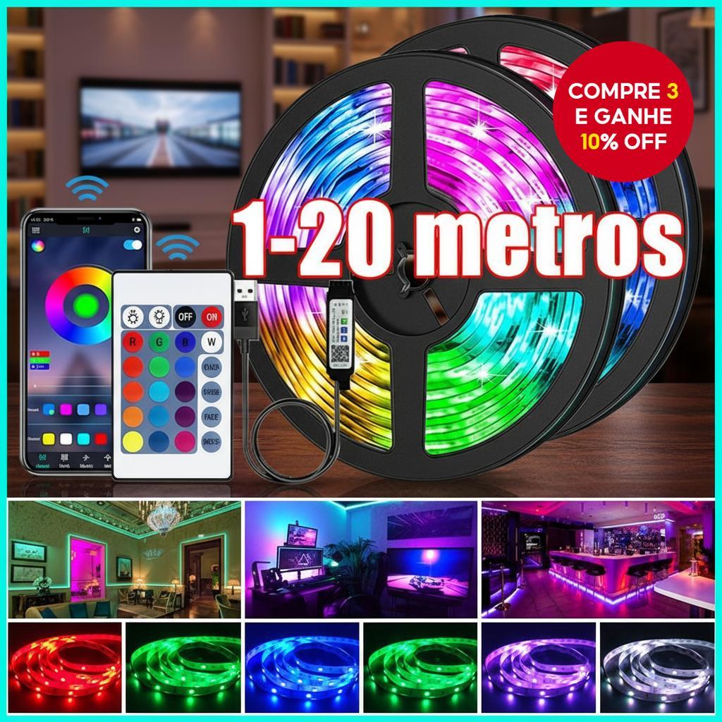  Fita de LED 5M 5050 RGB 5V USB Alimentada com Controle Remoto Sincronização de Música RGB Luz de Fundo para TV