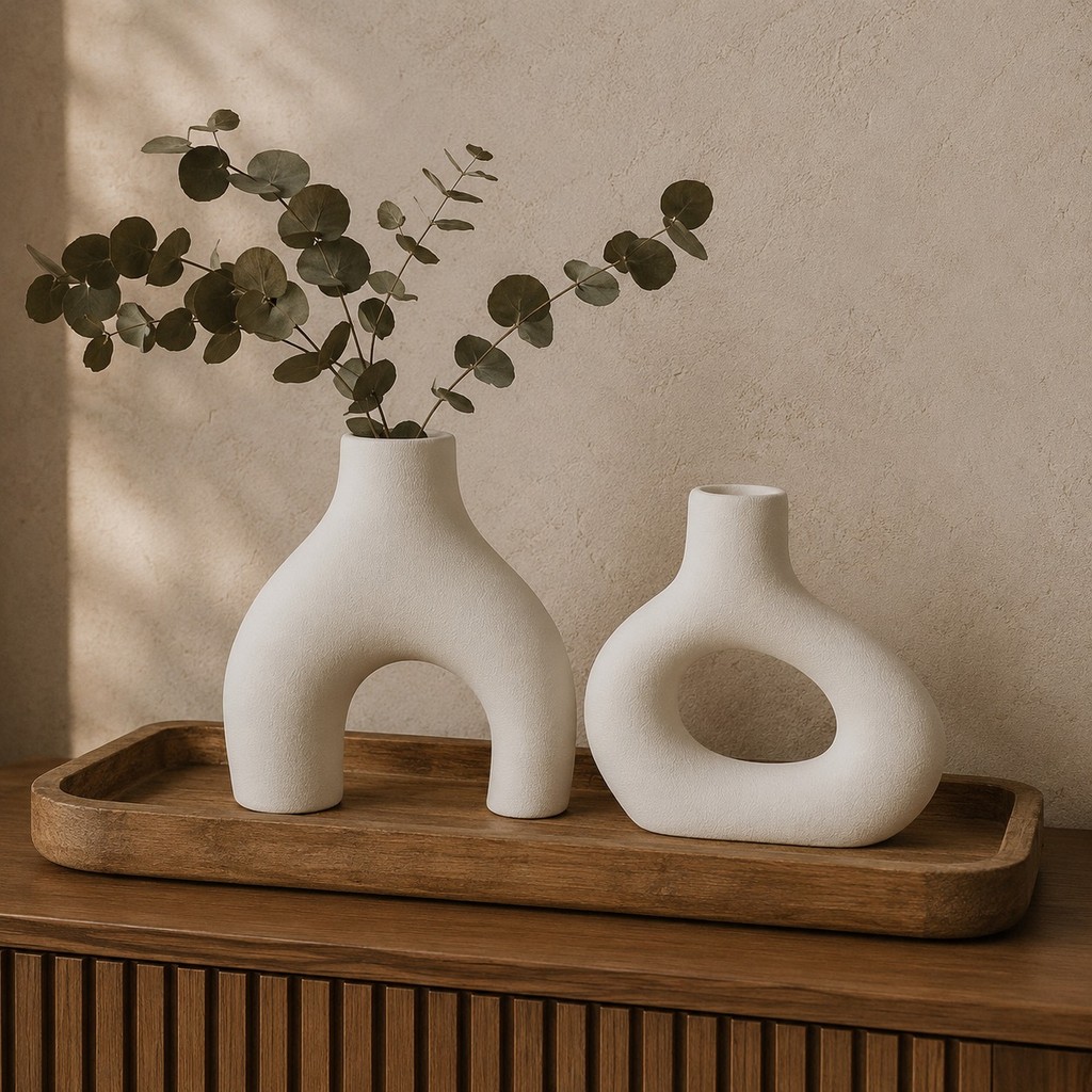 Kit 2 Vasos Decorativos Minimalista Nórdico Escritório Rústico HeraTomy