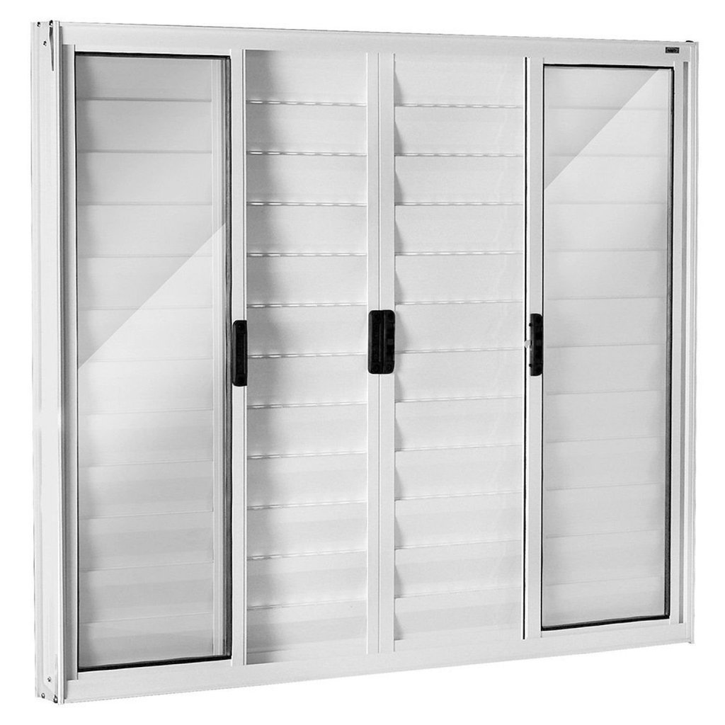 Janela de Alumínio Veneziana 120x200cm 6 Folhas Central Ecosul Esquadrisul Branco