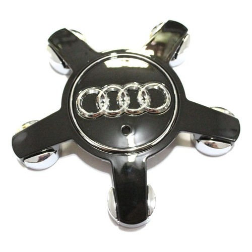 Calota Miolo Central Roda Audi A3 A4 A5 A6 A7 A8 Q5 Tt R8 Pr Preto