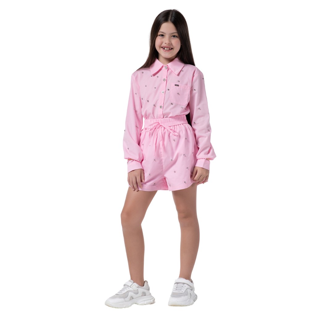 Conjunto Camisa e Short Kukixo Brilho Delicado - Rosa