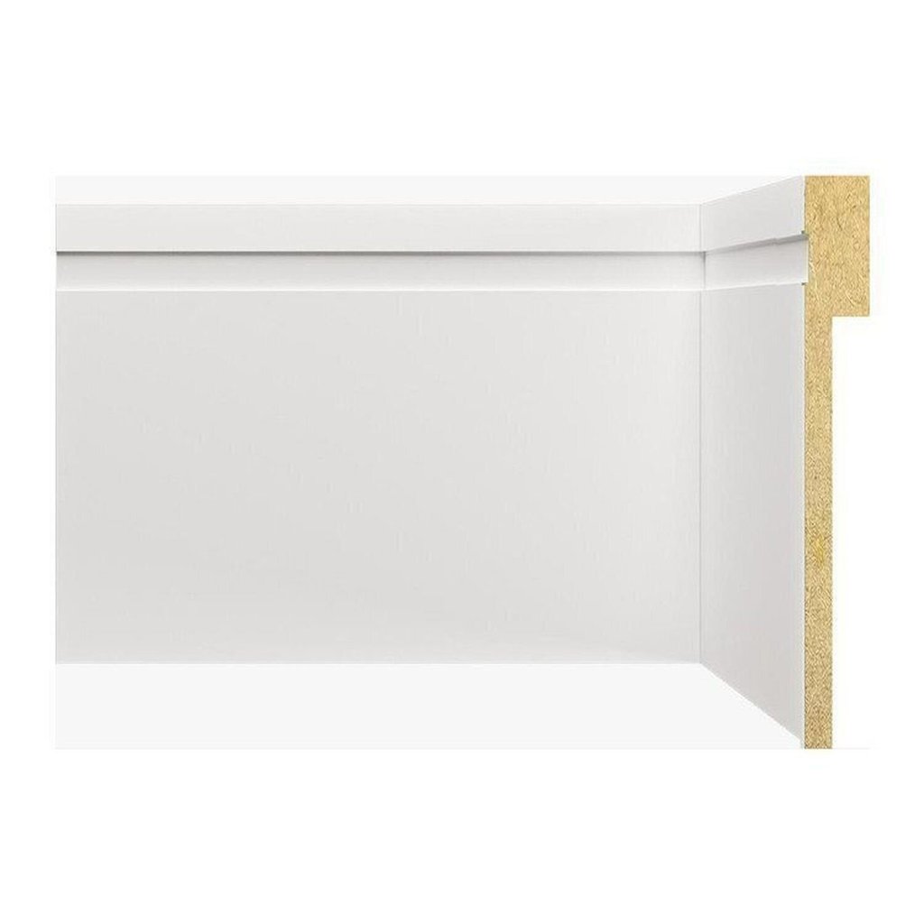 Kit Rodapé de MDF 9m Linear 12cm x 18cm x 1,80cm Barra de Sobrepor com Friso 1202 Branco Moldufama Branco