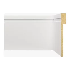 Kit Rodapé de MDF 9m Linear 12cm x 18cm x 1,80cm Barra de Sobrepor com Friso 1202 Branco Moldufama Branco