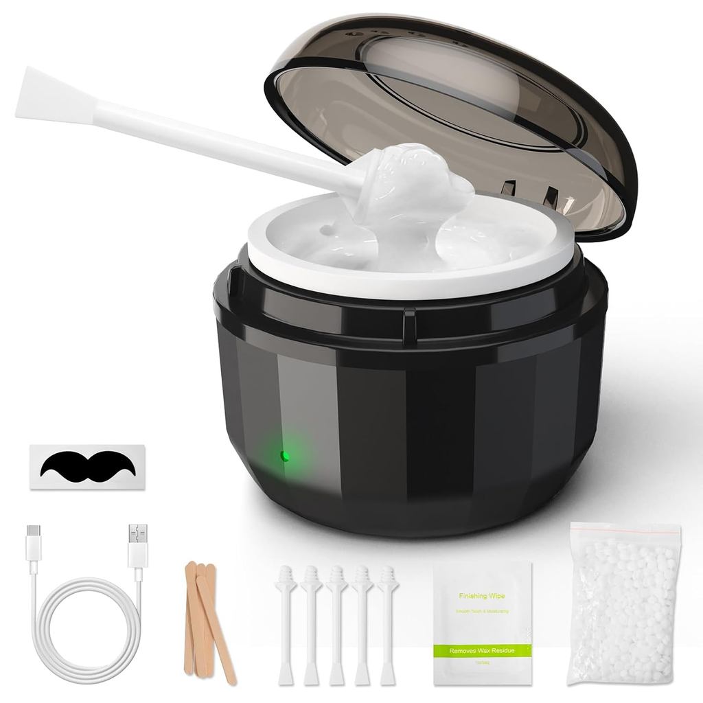 Nose Wax Kit Men, Nose Hair Removal Kit with Built-in Mini Wax Warmer, Ear Hair Removal for Men, 100g Beads, 50 Depilati