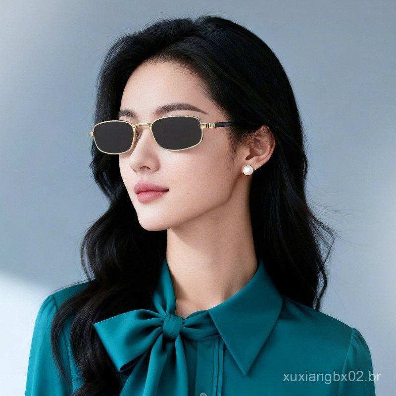 Óculos de sol quadrados para mulheres, óculos de sol com armação pequena, óculos de sol com armação de metal, óculos de 