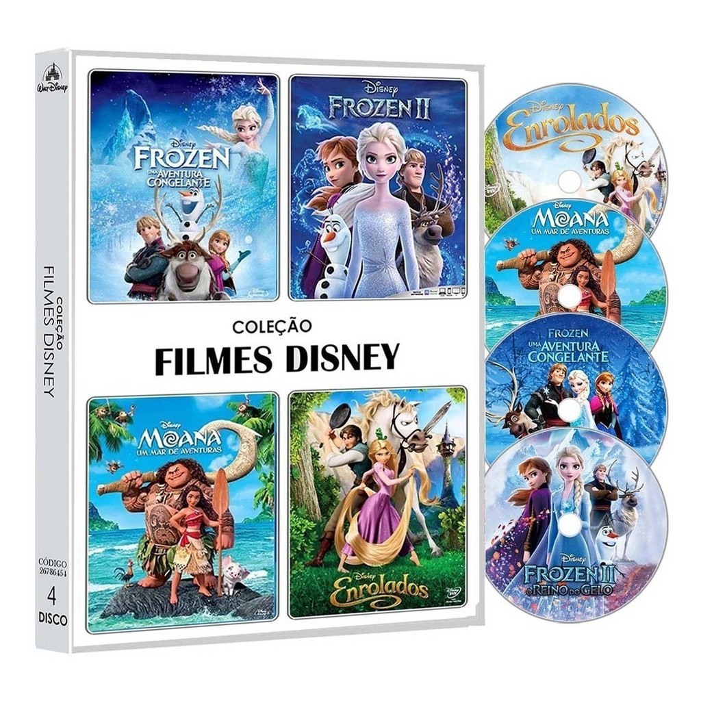 Dvd Disney Frozen Moana Enrolados - 4 Dvd
