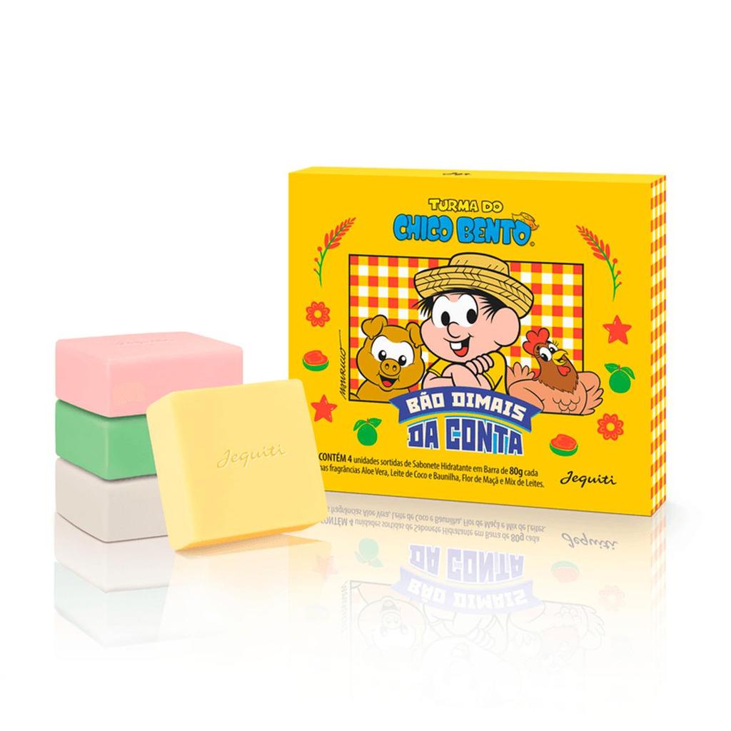 Estojo Sabonetes Sortidos Turma Do Chico Bento Fragrâncias Suaves e Deliciosas 4un 80g - Jequiti